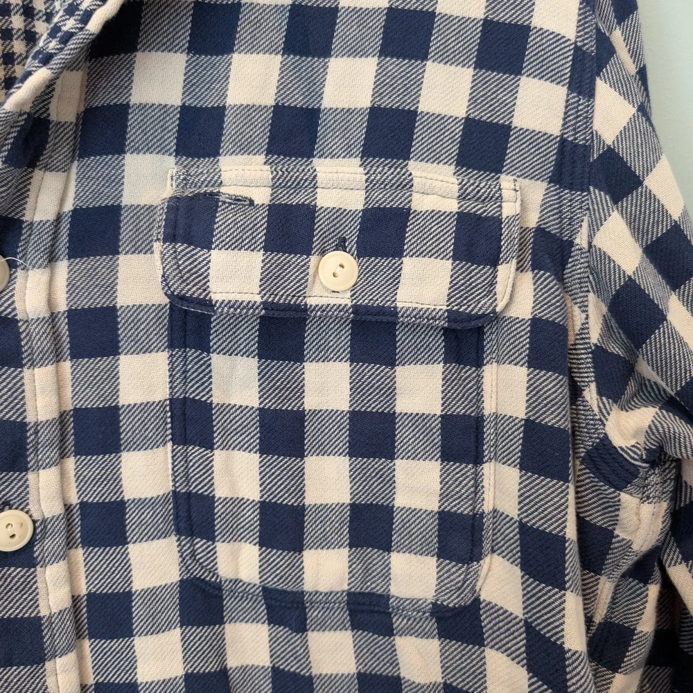 Polo by Ralph Lauren Men's Blue and Cream Flannel Overshirt